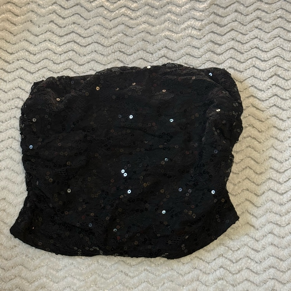 Strapless sparkly top